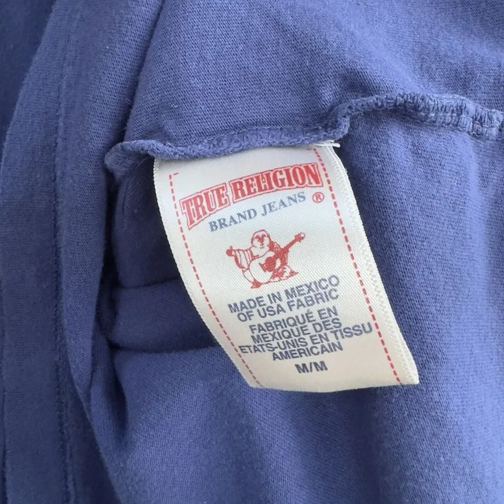 True Religion T Shirt Vintage World Tour Size M Blue‎ Red Yk2